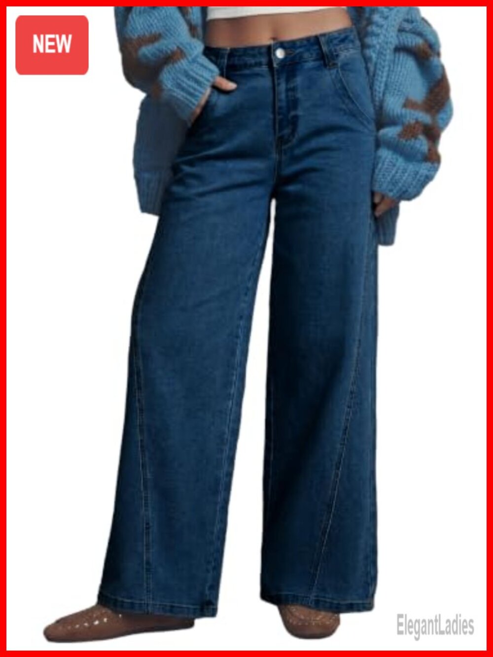 High Waisted Wide Leg Jeans Stretchy Tummy Control Denim Pants